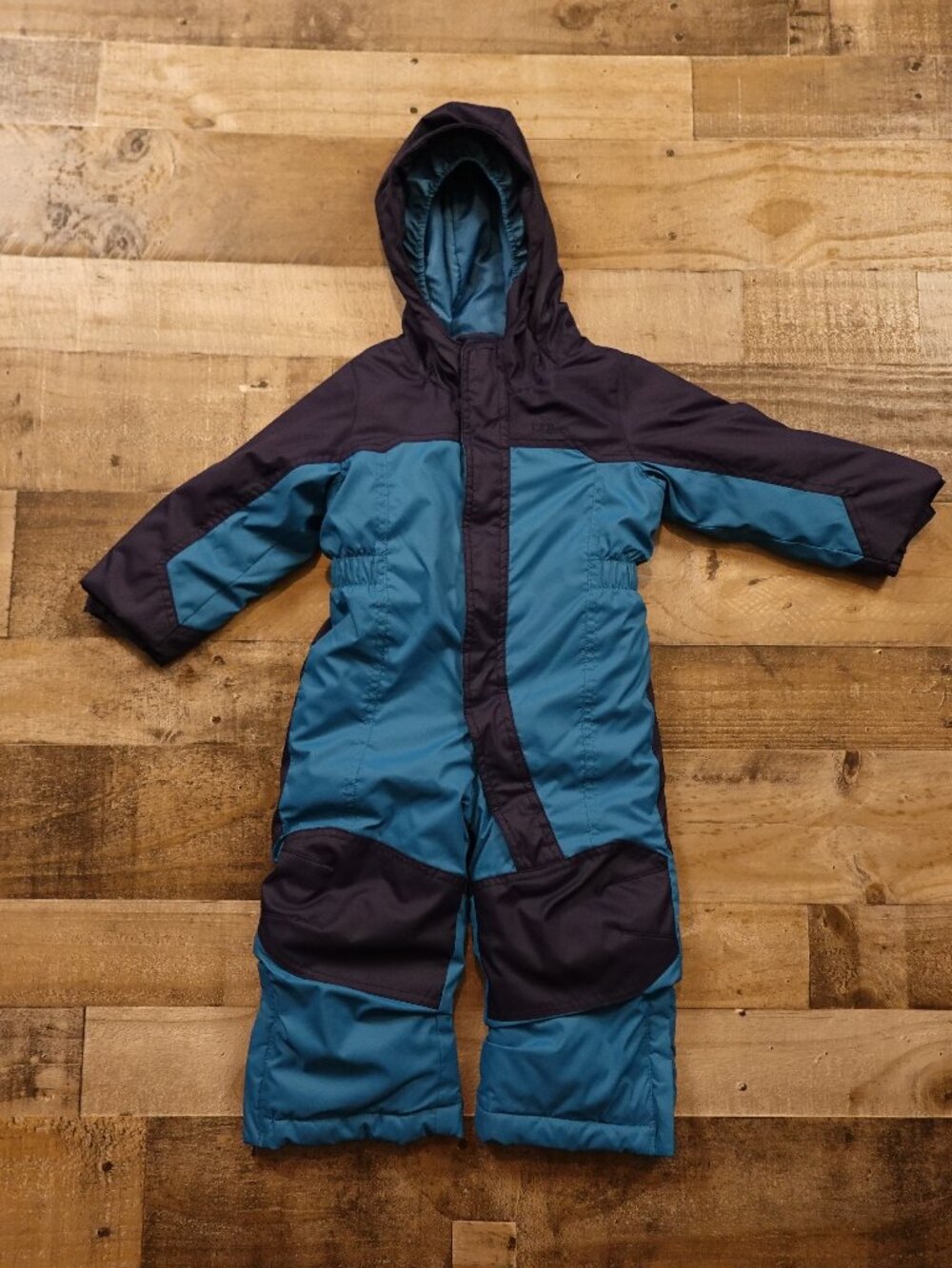 L.L.Bean Thinsulate Snowsuit Boys 2T Navy Teal Hooded Winter Snow One Piece
